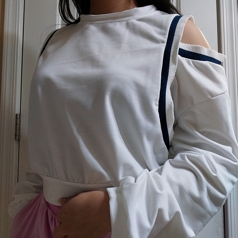 Women's White Cold Shoulder Top